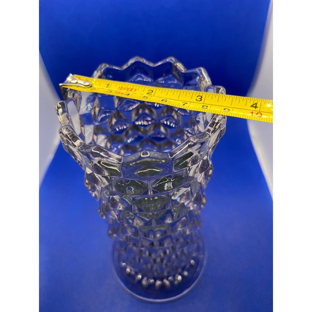 Fostoria American glass vase - 8in- clear with brownish/pink hue